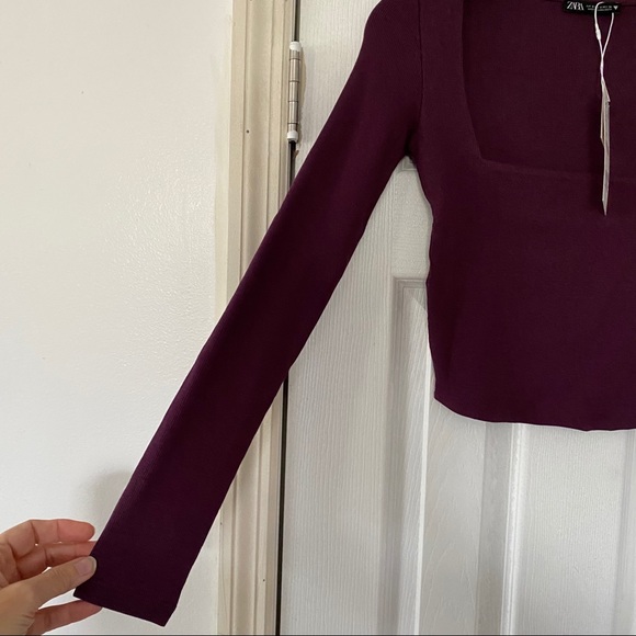 ZARA Square Neck Shirt Size S NWT - Picture 3 of 5